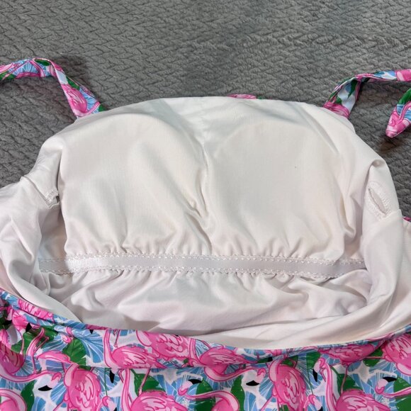 Womens Southern Smock Flamingo Print One-Piece Swimsuit Adjustable Tie Straps-M - Picture 5 of 5